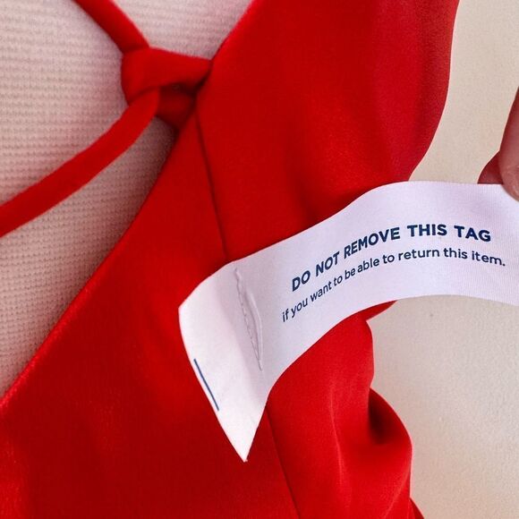 FAME & Partners Zarita Red Maxi Wrap Dress Matte Satin Glam Gown Strappy Slit 10 - Picture 10 of 10